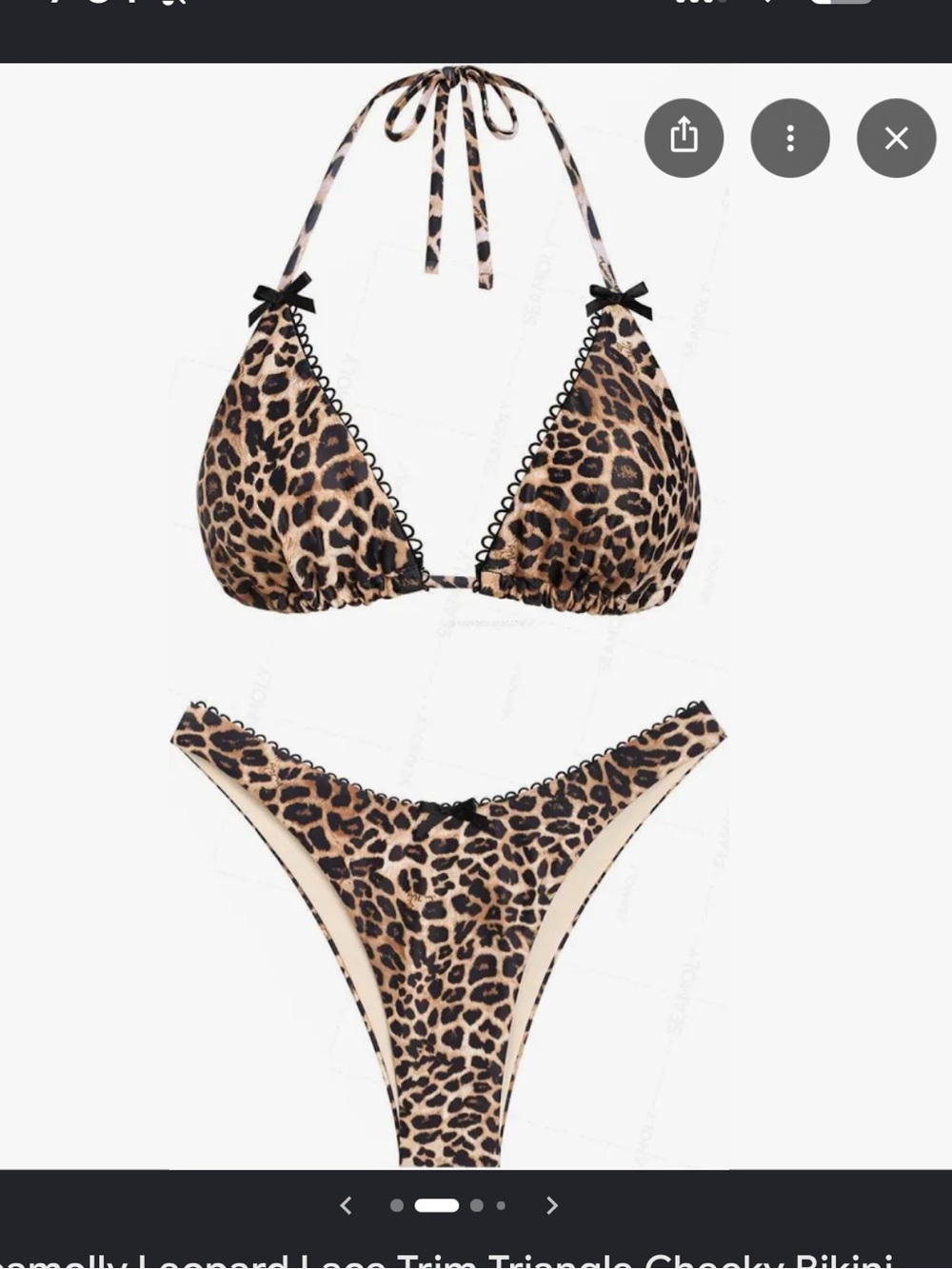 Seamolly Leopard Lace Trim Triangle Cheeky Bikini 3 piece Set w/ SHORTS- Leopard